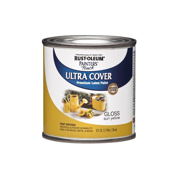 Krud Kutter Rust-Oleum Painters Touch Ultra Cover Gloss Sun Yellow Water-Based Paint Exterior and Interior 8 oz 1945730 - main